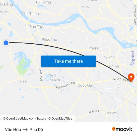 Vân Hòa to Phú Đô map