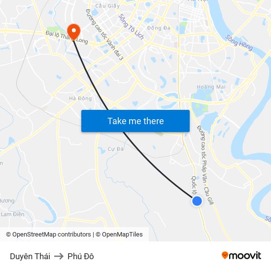 Duyên Thái to Phú Đô map