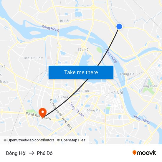 Đông Hội to Phú Đô map