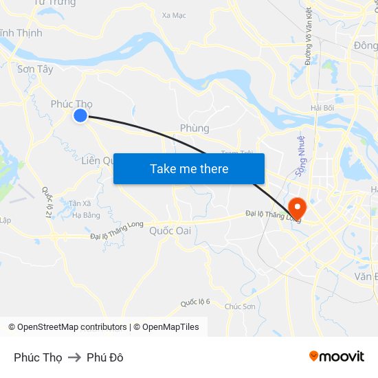 Phúc Thọ to Phú Đô map