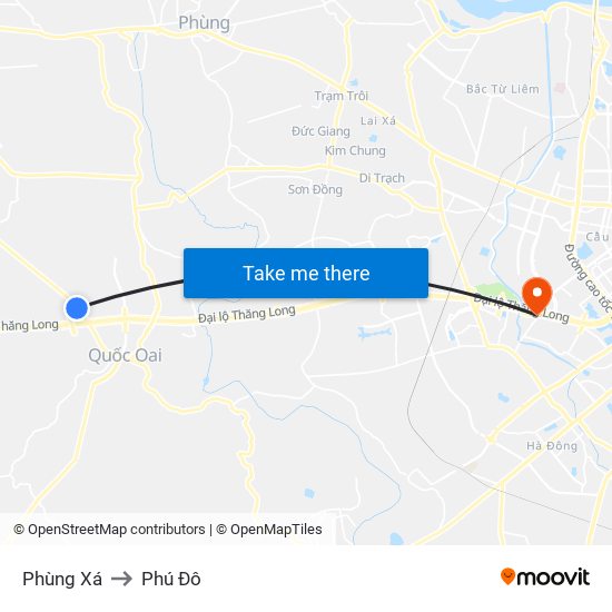 Phùng Xá to Phú Đô map