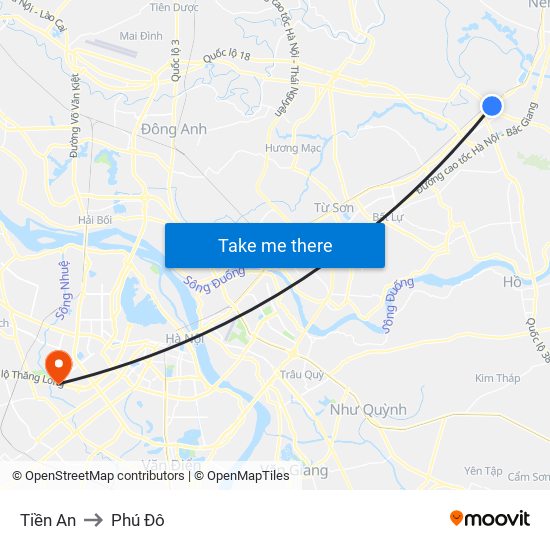 Tiền An to Phú Đô map