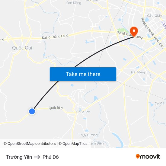 Trường Yên to Phú Đô map