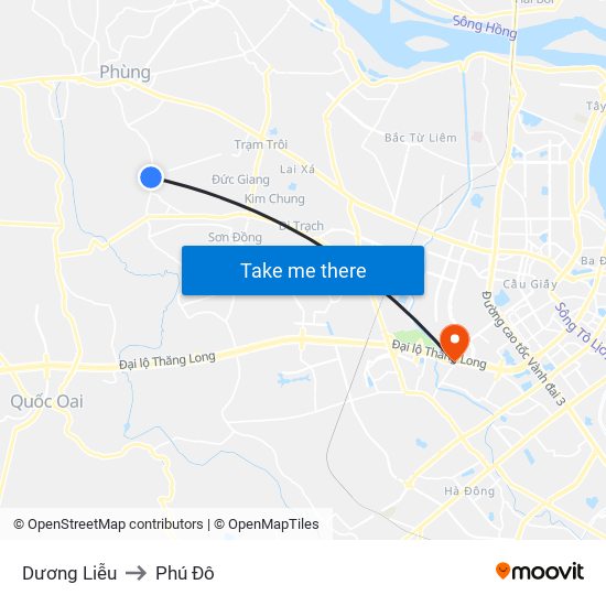 Dương Liễu to Phú Đô map