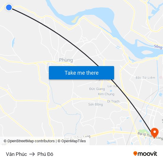 Vân Phúc to Phú Đô map