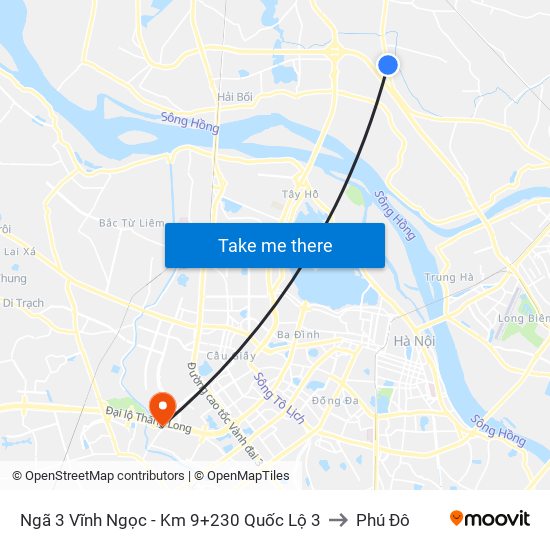 Ngã 3 Vĩnh Ngọc - Km 9+230 Quốc Lộ 3 to Phú Đô map