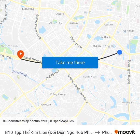 B10 Tập Thể Kim Liên (Đối Diện Ngõ 46b Phạm Ngọc Thạch) to Phú Đô map