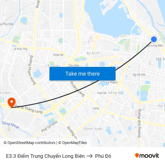 E3.3 Điểm Trung Chuyển Long Biên to Phú Đô map