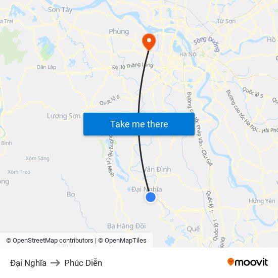 Đại Nghĩa to Phúc Diễn map