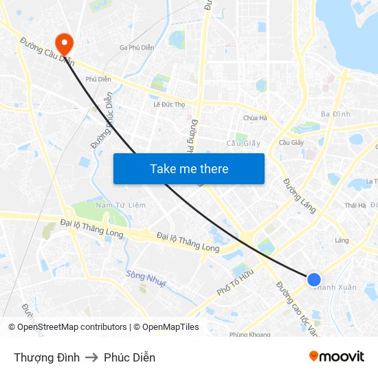 Thượng Đình to Phúc Diễn map
