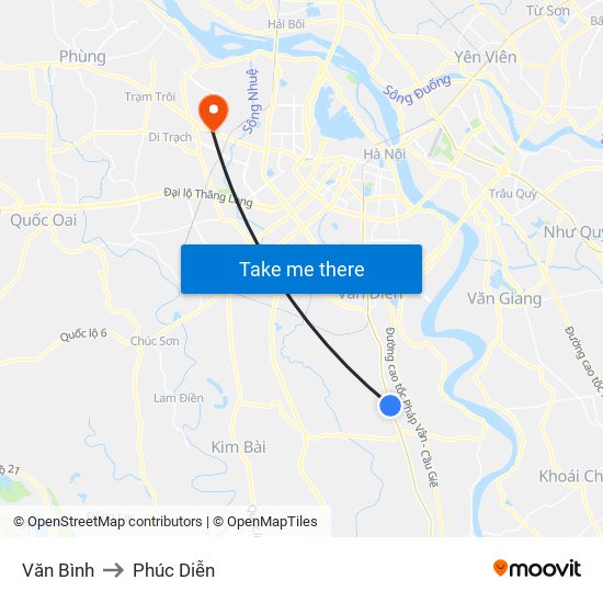 Văn Bình to Phúc Diễn map