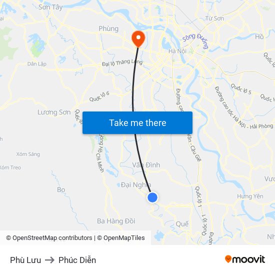 Phù Lưu to Phúc Diễn map