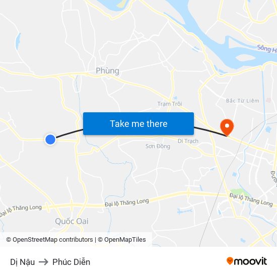 Dị Nậu to Phúc Diễn map