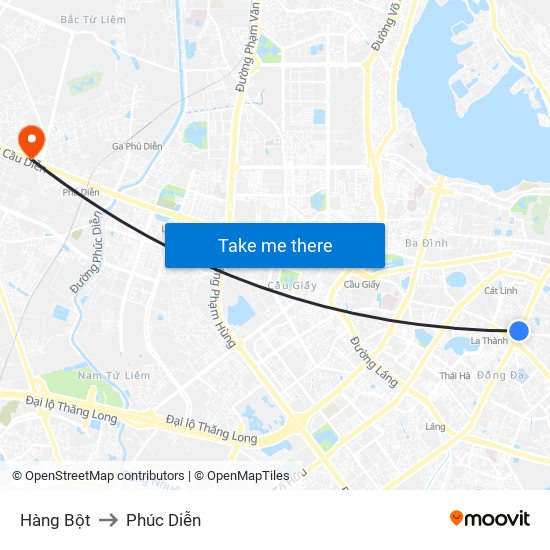 Hàng Bột to Phúc Diễn map