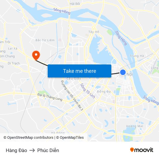 Hàng Đào to Phúc Diễn map