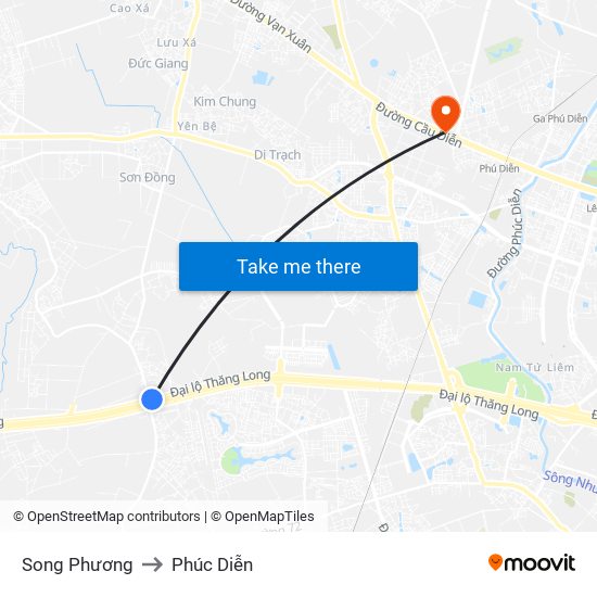 Song Phương to Phúc Diễn map