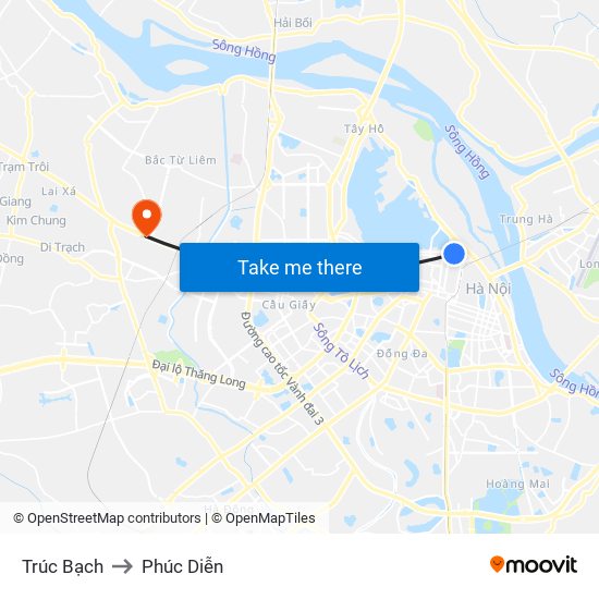 Trúc Bạch to Phúc Diễn map