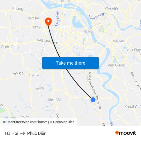 Hà Hồi to Phúc Diễn map
