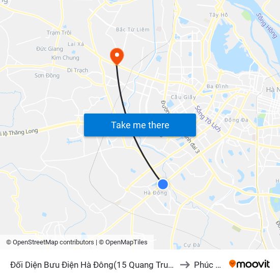 Đối Diện Bưu Điện Hà Đông(15 Quang Trung Hà Đông) to Phúc Diễn map