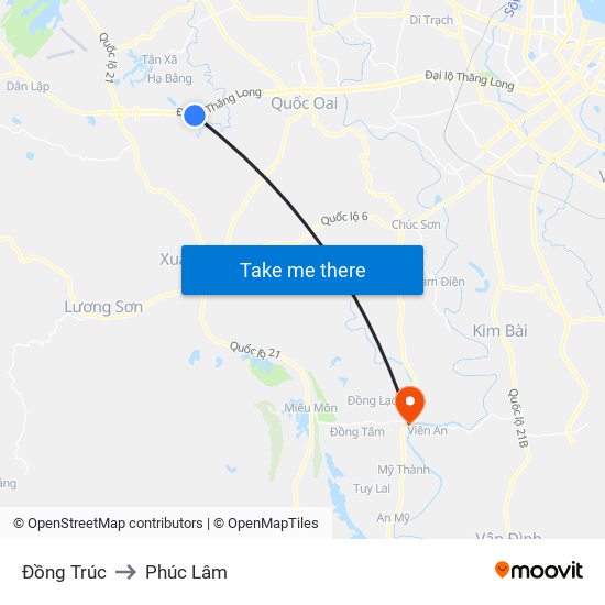 Đồng Trúc to Phúc Lâm map