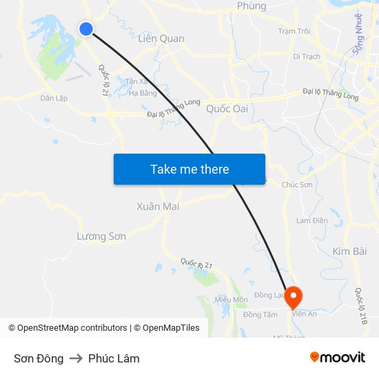 Sơn Đông to Phúc Lâm map