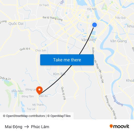 Mai Động to Phúc Lâm map