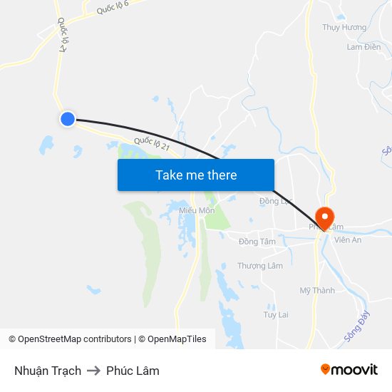 Nhuận Trạch to Phúc Lâm map