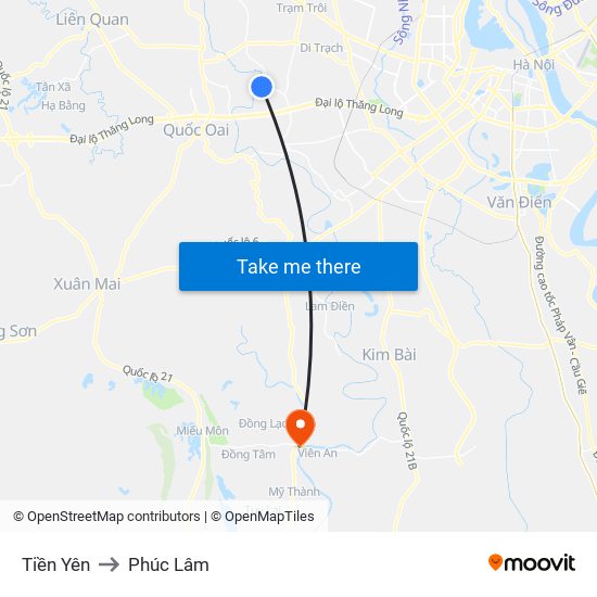 Tiền Yên to Phúc Lâm map