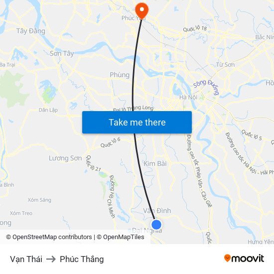 Vạn Thái to Phúc Thắng map