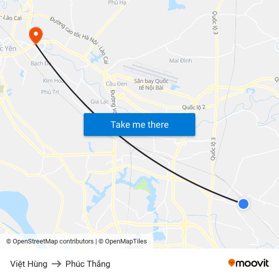 Việt Hùng to Phúc Thắng map
