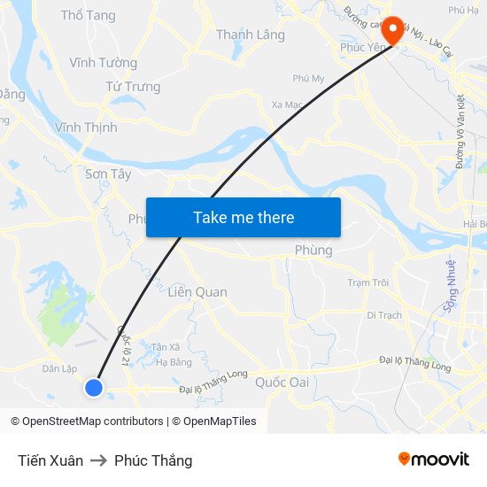 Tiến Xuân to Phúc Thắng map