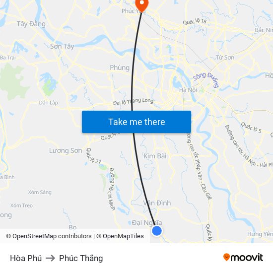 Hòa Phú to Phúc Thắng map