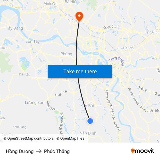 Hồng Dương to Phúc Thắng map