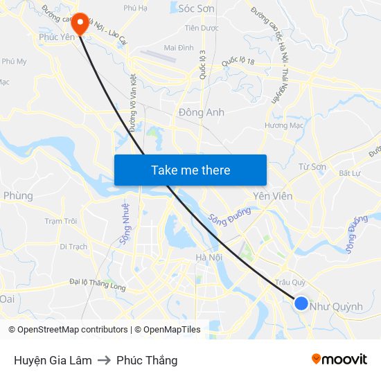 Huyện Gia Lâm to Phúc Thắng map