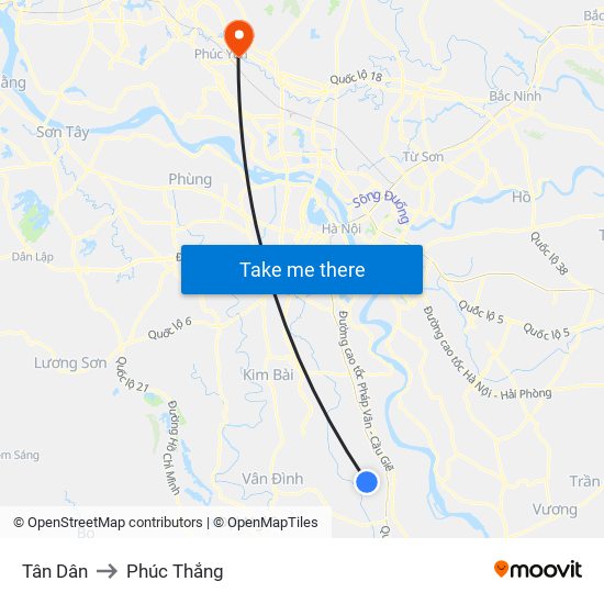 Tân Dân to Phúc Thắng map