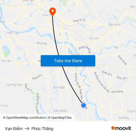 Vạn Điểm to Phúc Thắng map