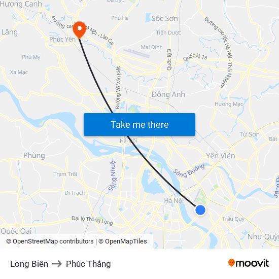 Long Biên to Phúc Thắng map