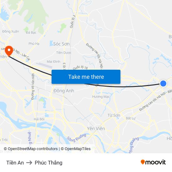 Tiền An to Phúc Thắng map