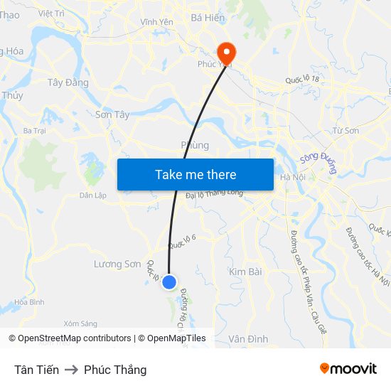 Tân Tiến to Phúc Thắng map