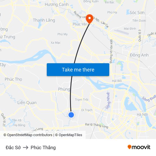 Đắc Sở to Phúc Thắng map