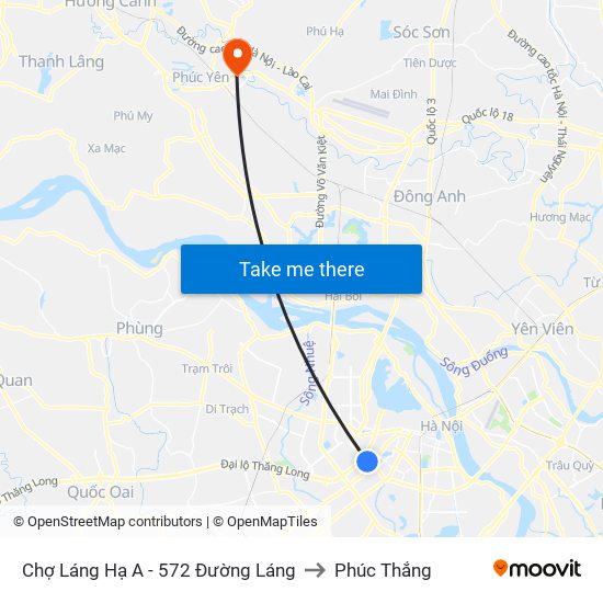 Chợ Láng Hạ A - 572 Đường Láng to Phúc Thắng map