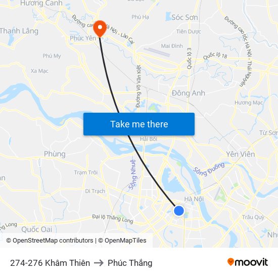 274-276 Khâm Thiên to Phúc Thắng map