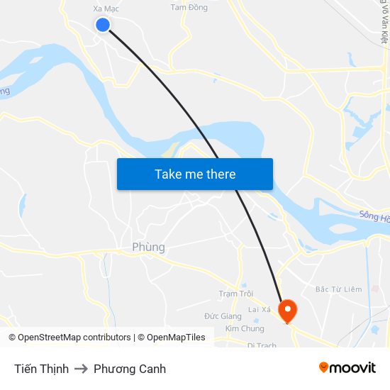 Tiến Thịnh to Phương Canh map