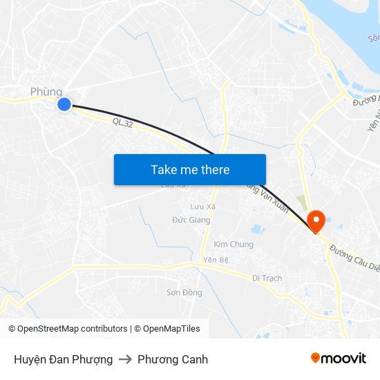 Huyện Đan Phượng to Phương Canh map