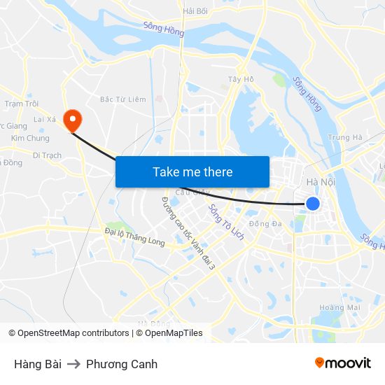 Hàng Bài to Phương Canh map