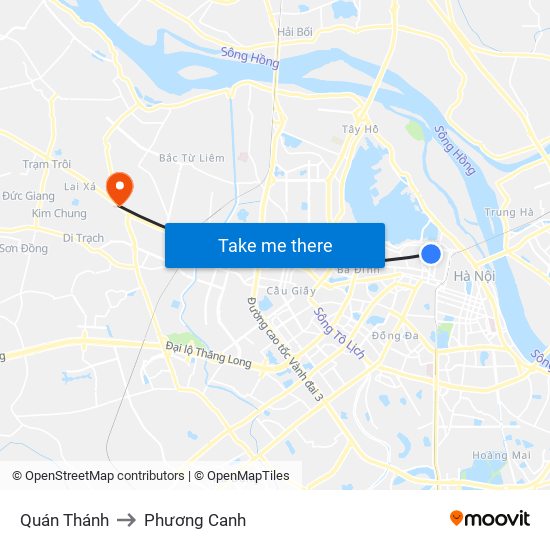 Quán Thánh to Phương Canh map