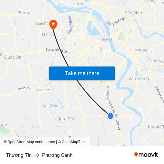 Thường Tín to Phương Canh map