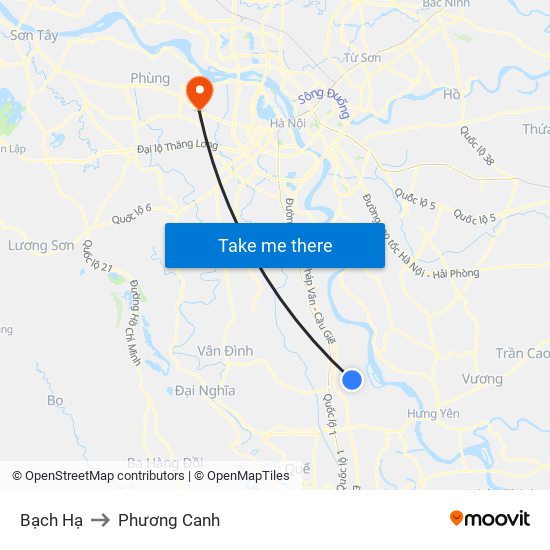 Bạch Hạ to Phương Canh map