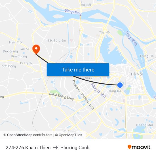 274-276 Khâm Thiên to Phương Canh map