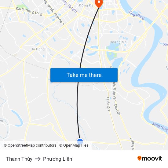 Thanh Thùy to Phương Liên map